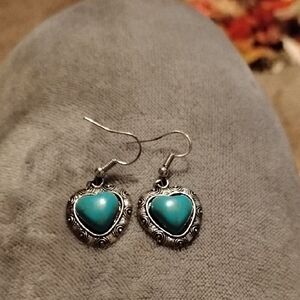 Turquoise Heart Earrings Faux